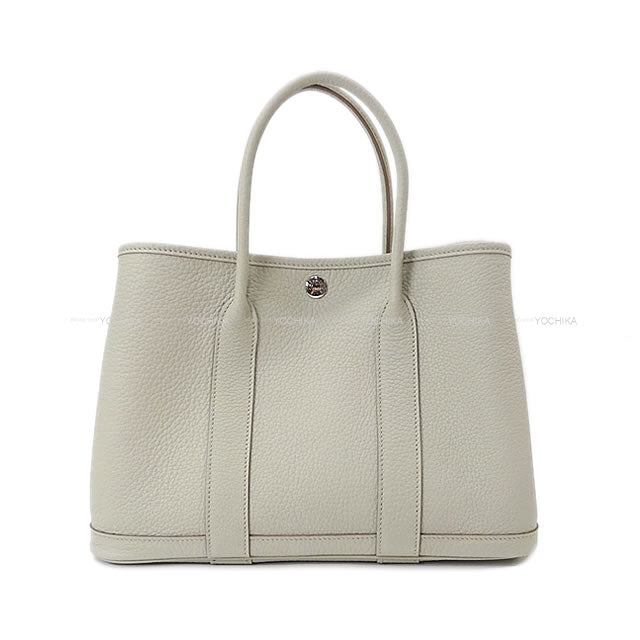 HERMES tote bag Garden Party 30 TPM All Leather Beton Veau Negonda Silver HW Stamp Z[ALMOST NEW][Authentic]