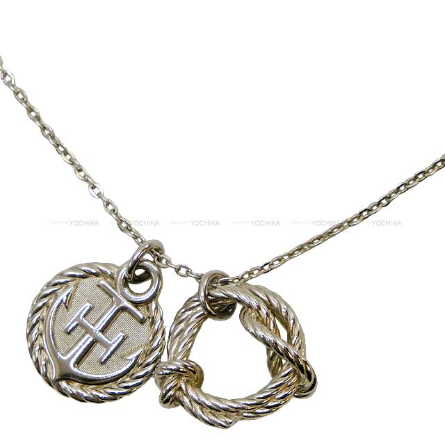 [Pre-loved] HERMES necklace Cordage rope Metal Silver HW[LIKE NEW][Authentic]