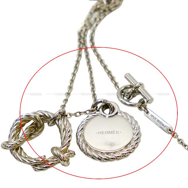 [Pre-loved] HERMES necklace Cordage rope Metal Silver HW[LIKE NEW][Authentic]