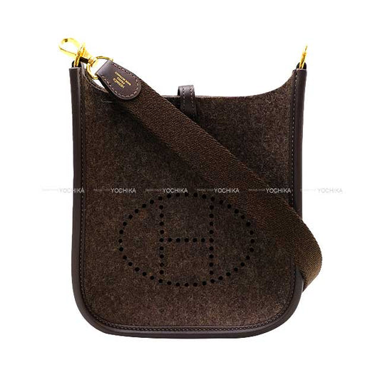 HERMES Shoulder bag Evelyne 16 TPM Havanne Feutre(Felt)/Veau Swift Gold HW Stamp Z[ALMOST NEW][Authentic]