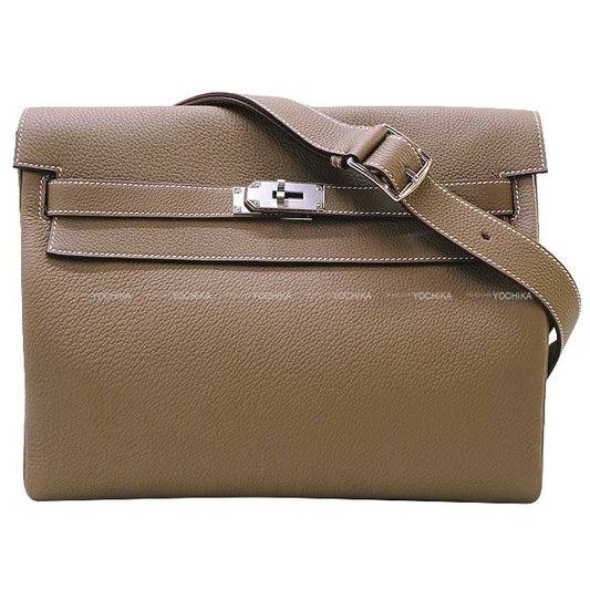 HERMES Shoulder bag Kelly Messenger 32 GM Etoupe Veau Jonathan Silver HW Stamp W[BRAND NEW][Authentic]