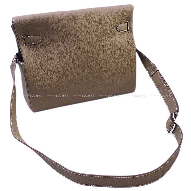 HERMES Shoulder bag Kelly Messenger 32 GM Etoupe Veau Togo Silver HW Stamp K[BRAND NEW][Authentic]