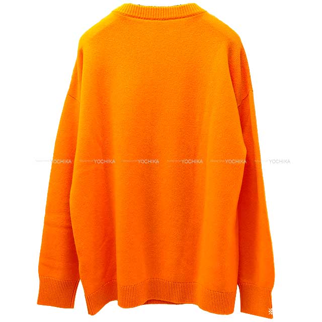 2024 SS NEW HERMES Knit Ladies Longsleeve Fannie Ice Cream Orange Cashmere100% 34[BRAND NEW][Authentic]