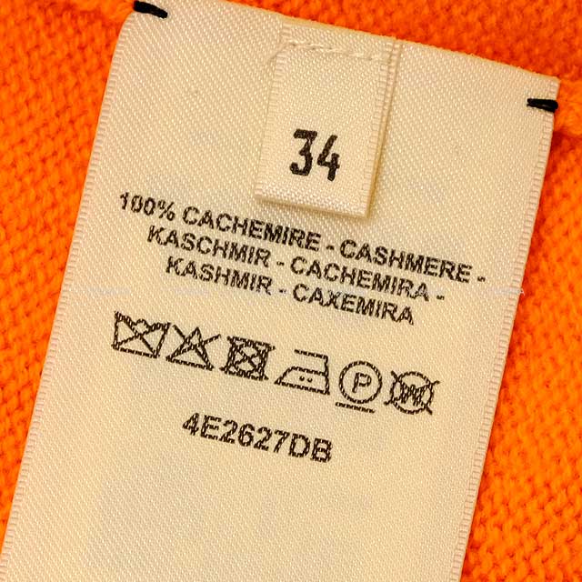 2024 SS NEW HERMES Knit Ladies Longsleeve Fannie Ice Cream Orange Cashmere100% 34[BRAND NEW][Authentic]