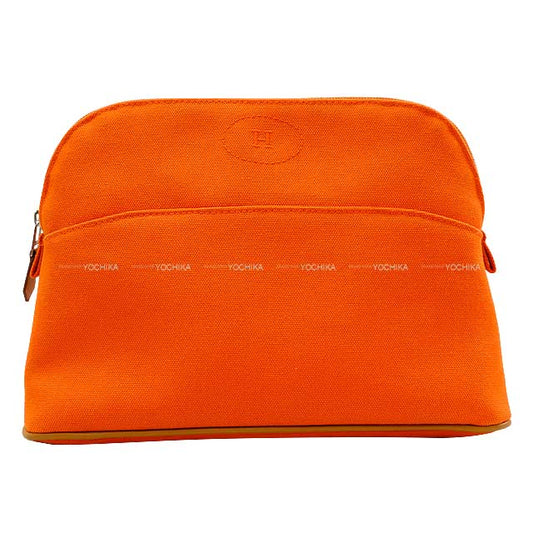 HERMES Pouch Bolide Pouch MM Orange Cotton100% Silver HW[BRAND NEW][Authentic]