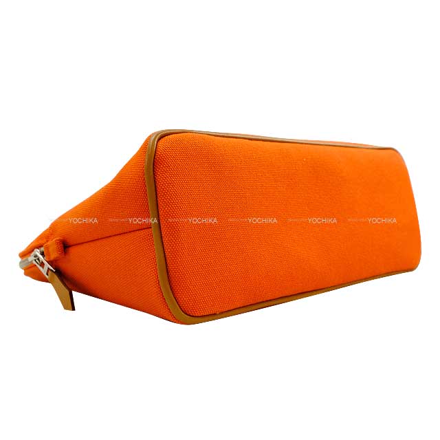 HERMES Pouch Bolide Pouch MM Orange Cotton100% Silver HW[BRAND NEW][Authentic]