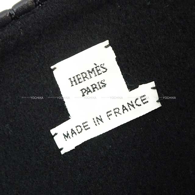 HERMES Poncho Cape short with Sellier button Noir (Black) Cashmere100%/Evercalf 34 Silver HW[EXCELLENT][Authentic]