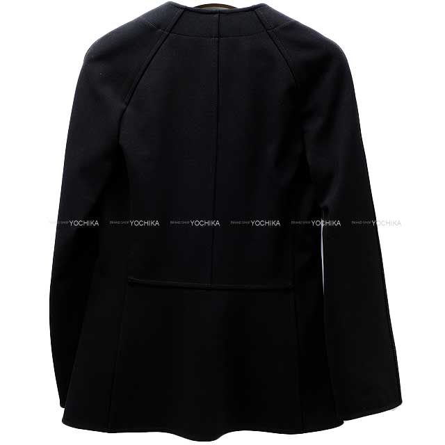 [Pre-loved] HERMES Zip up Blouson Jacket Noir (Black) Rayon 93%/Polyurethane 7% 34[LIKE NEW][Authentic]