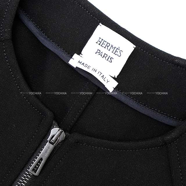 [Pre-loved] HERMES Zip up Blouson Jacket Noir (Black) Rayon 93%/Polyurethane 7% 34[LIKE NEW][Authentic]