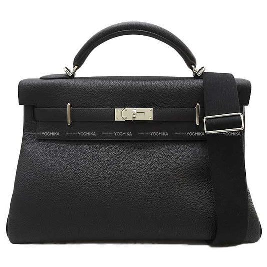 HERMES Shoulder bag Maxi Kelly 42 Noir (Black) Veau Togo Silver HW Stamp K[BRAND NEW][Authentic]