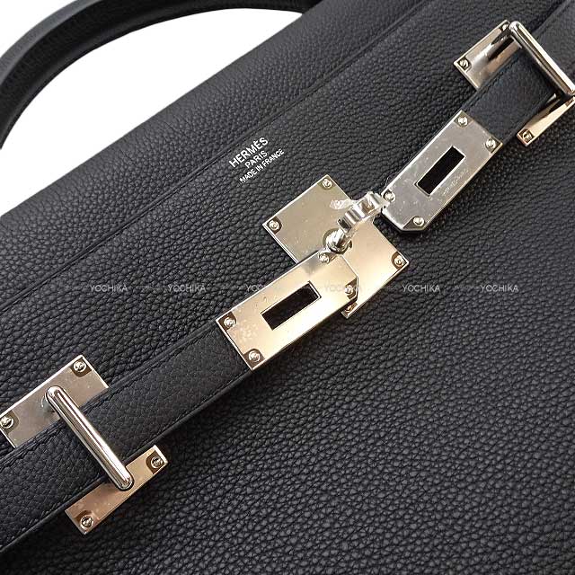 HERMES Shoulder bag Maxi Kelly 42 Noir (Black) Veau Togo Silver HW Stamp K[EXCELLENT][Authentic]