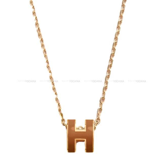 HERMES necklace Mini Pop H PendantNew Gold Gold plated/Lacquer[BRAND NEW][Authentic]