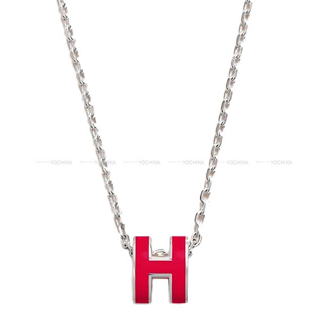 HERMES necklace Mini Pop H Rose Tropical Silver Plated[BRAND NEW][Authentic]