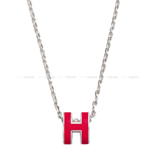HERMES necklace Mini Pop H Rose Tropical Silver Plated[BRAND NEW][Authentic]