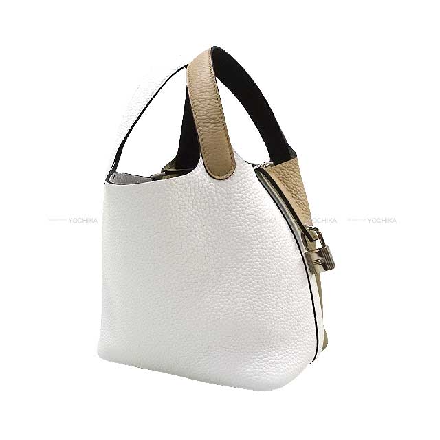 HERMES Handbag Picotin Lock 18 PM Casaque 2 Beige Marfa/New White/Macassar Taurillon Clemence Silver HW Stamp W[BRAND NEW][Authentic]