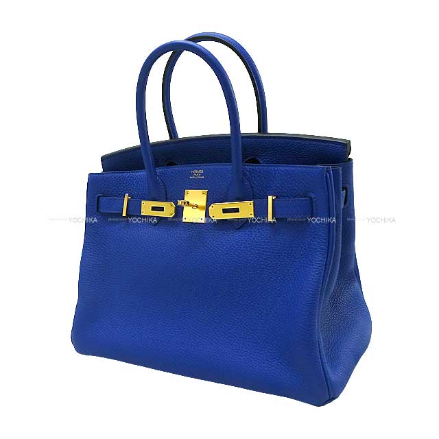 HERMES Handbag Birkin30 Bleu Royal Veau Togo Gold HW Stamp U[EXCELLENT][Authentic]