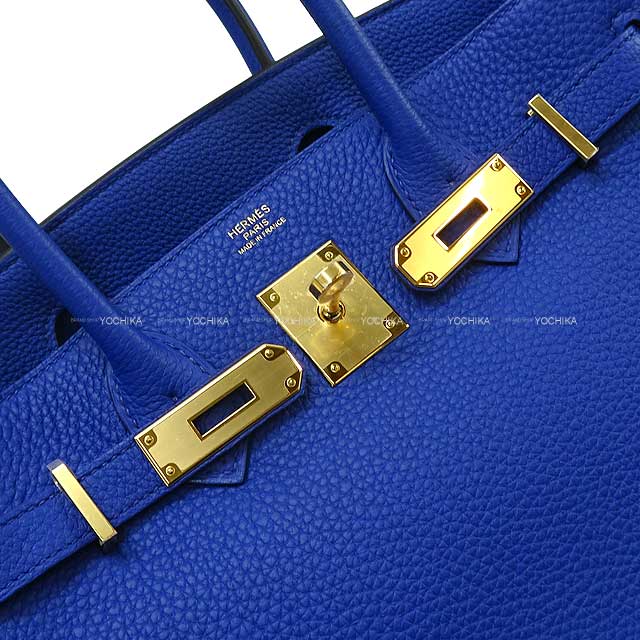 HERMES Handbag Birkin30 Bleu Royal Veau Togo Gold HW Stamp U[EXCELLENT][Authentic]