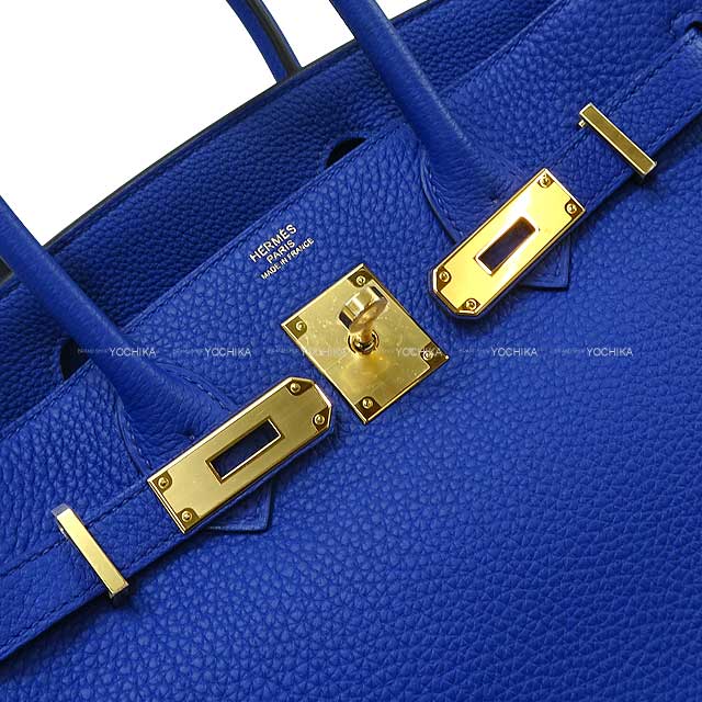 HERMES Handbag Birkin30 Bleu Royal Veau Jonathan Gold HW Stamp U[EXCELLENT][Authentic]