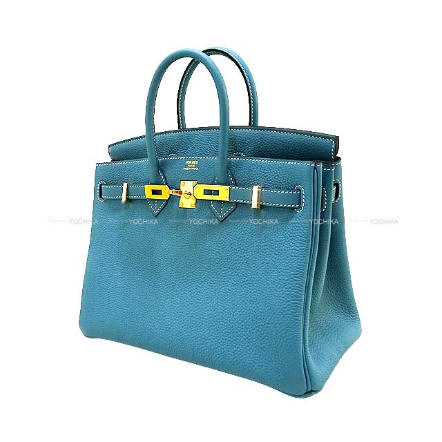 HERMES Handbag Birkin25 New Bleu Jean Veau Togo Gold HW Stamp W[BRAND NEW][Authentic]