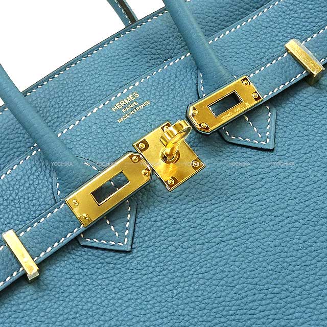 HERMES Handbag Birkin25 New Bleu Jean Veau Togo Gold HW Stamp W[BRAND NEW][Authentic]