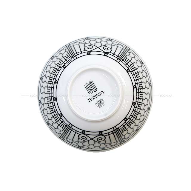 HERMES Plate Bowl H deco 12.5cm Blanc (White)/Noir (Black) Porcelain[BRAND NEW][Authentic]