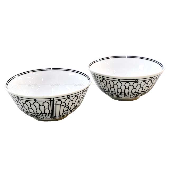 HERMES Plate Bowl H deco 12.5cm Blanc (White)/Noir (Black) Porcelain[BRAND NEW][Authentic]