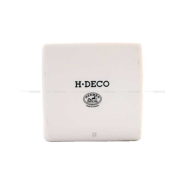 HERMES tableware Sugar Box H Deco Blanc (White)/Noir (Black) Porcelain[BRAND NEW][Authentic]