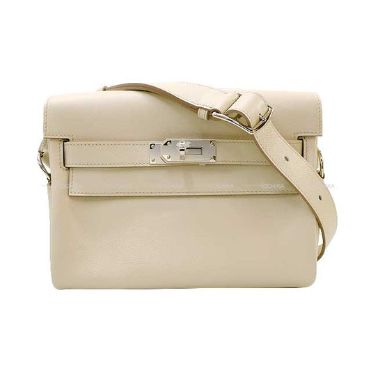 HERMES Shoulder bag Kelly Messenger 24 PM Beton Veau Tadelakt Silver HW Stamp B[BRAND NEW][Authentic]