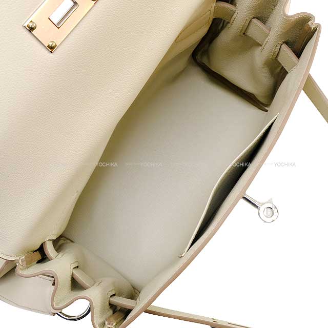 HERMES Shoulder bag Kelly Messenger 24 PM Beton Veau Tadelakt Silver HW Stamp B[BRAND NEW][Authentic]