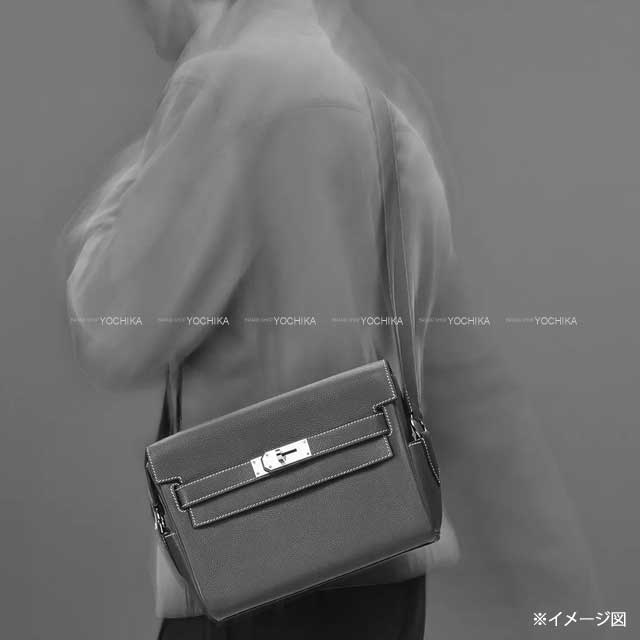 HERMES Shoulder bag Kelly Messenger 24 PM Beton Evercolor Silver HW Stamp B[BRAND NEW][Authentic]