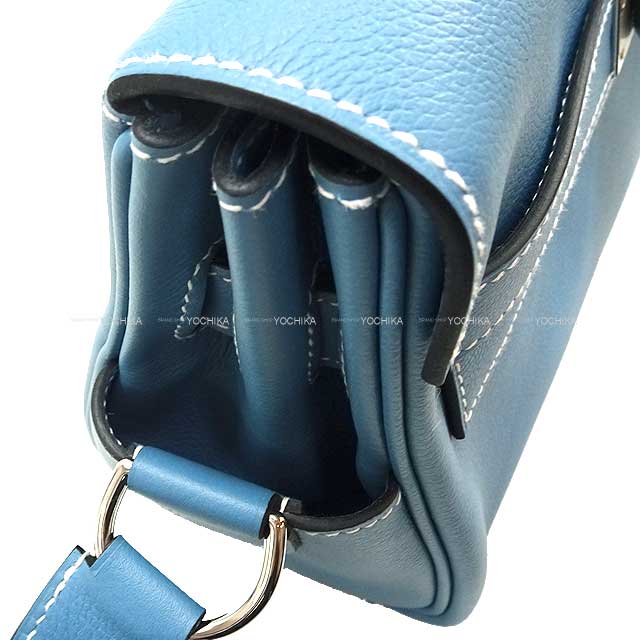 HERMES Shoulder bag Kelly Messenger 24 PM New Bleu Jean Evercolor Silver HW Stamp W[BRAND NEW][Authentic]