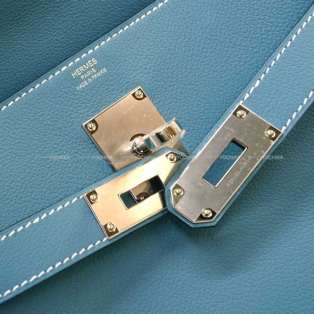 HERMES Shoulder bag Kelly Messenger 24 PM New Bleu Jean Evercolor Silver HW Stamp W[BRAND NEW][Authentic]