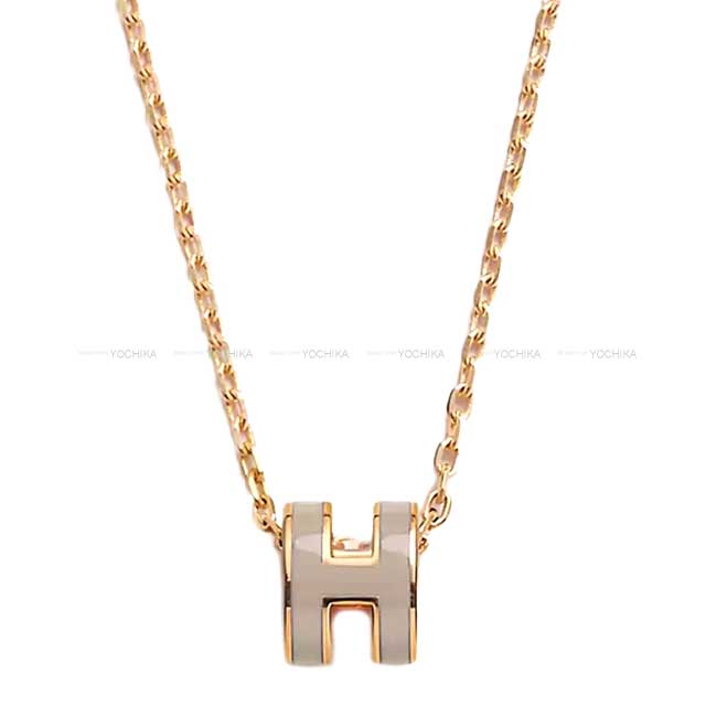 HERMES necklace Mini Pop H Marron Grace Gold Plated Palladium Gold HW[BRAND NEW][Authentic]