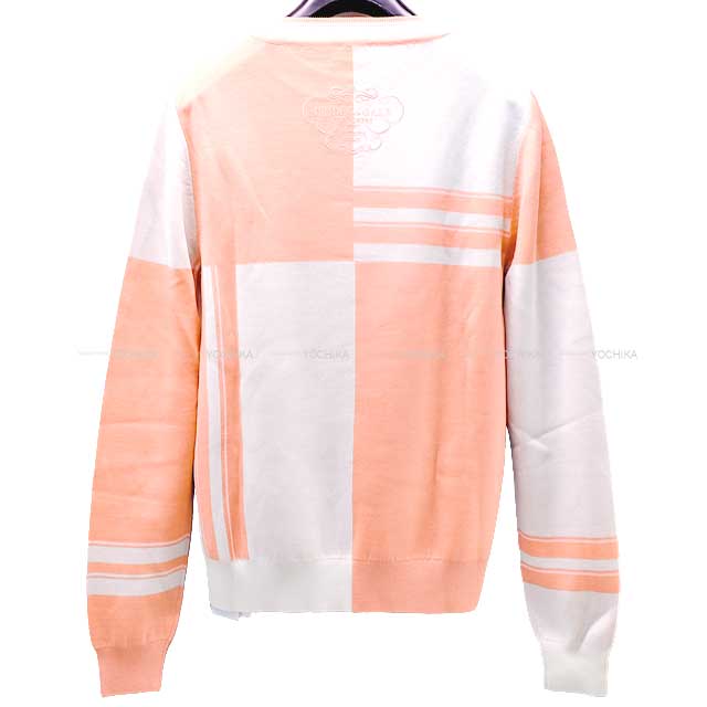 HERMES Knit Long Sleeve Desordre Brides de Gala#34 Rose Pierre/De Lune Silk92％/Polyamide6％/Elastane2％ 34[BRAND NEW][Authentic]