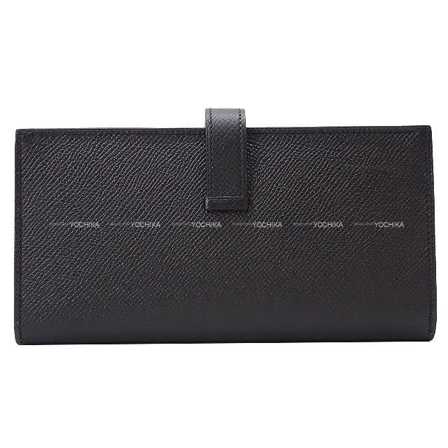 HERMES long wallet Bearn Soufflet Noir (Black) Veau Epsom Silver HW Stamp □P[EXCELLENT][Authentic]