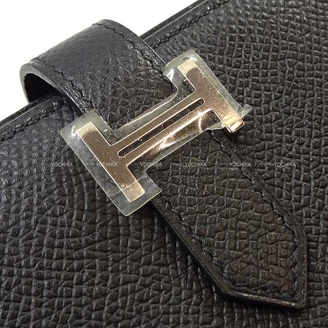 HERMES long wallet Bearn Soufflet Noir (Black) Veau Epsom Silver HW Stamp □P[EXCELLENT][Authentic]