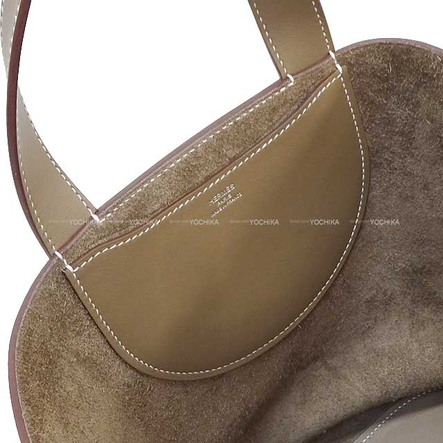 HERMES Handbag In the Loop 23 Etoupe Taurillon Clemence/Veau Swift Silver HW Stamp B[ALMOST NEW][Authentic]