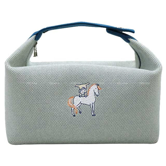 [Pre-loved] HERMES Pouch Bride a Brac Cabriole GM Bleu Nattier Toile H Silver HW[LIKE NEW][Authentic]