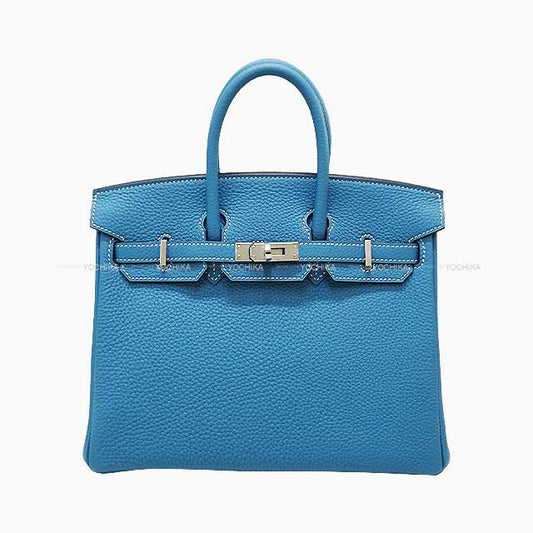 HERMES Handbag Birkin25 New Bleu Jean Veau Togo Silver HW Stamp W[BRAND NEW][Authentic]