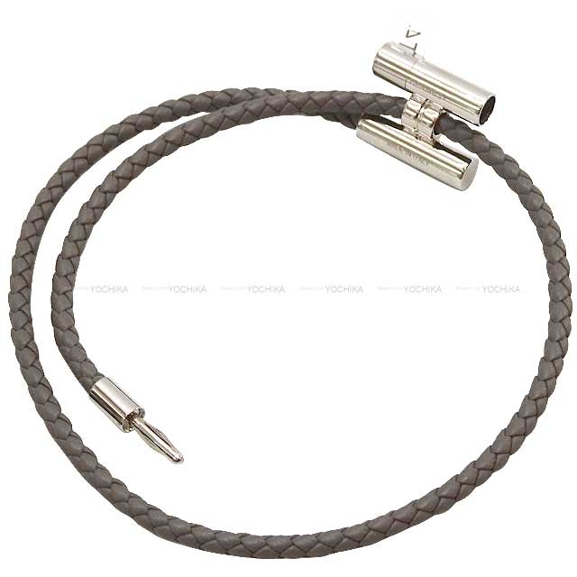 HERMES bracelet Tournis Tresse #T4 Etain Veau Swift Silver HW[BRAND NEW][Authentic]