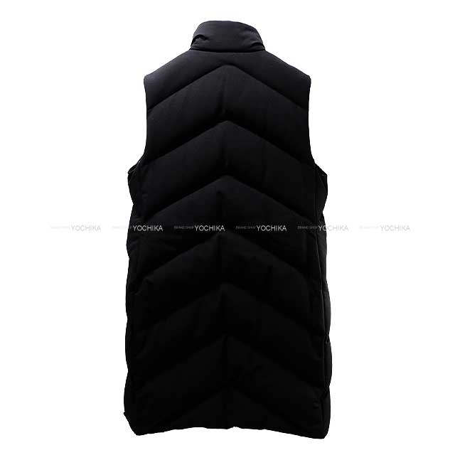 2020 AW HERMES Down jacket Vest Long Sellier Button Chaine D'ancre Coat Noir (Black) Nylon/Rayon/Polyester/Cowskin/Lambskin/Down/Feather/Polyurethane 42 Silver HW[EXCELLENT][Authentic]