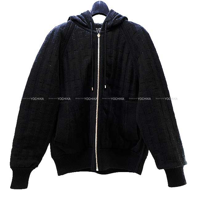 [Pre-loved] 2022 AW HERMES Hooded sweatshirt H Motif Reversible Zipup Quilting Foodie Noir (Black) fur/down/feather/polyester 34 Silver HW[LIKE NEW][Authentic]