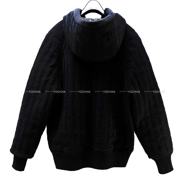 [Pre-loved] 2022 AW HERMES Hooded sweatshirt H Motif Reversible Zipup Quilting Foodie Noir (Black) fur/down/feather/polyester 34 Silver HW[LIKE NEW][Authentic]