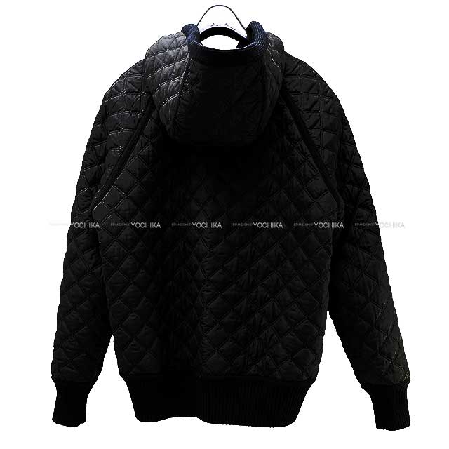 [Pre-loved] 2022 AW HERMES Hooded sweatshirt H Motif Reversible Zipup Quilting Foodie Noir (Black) fur/down/feather/polyester 34 Silver HW[LIKE NEW][Authentic]