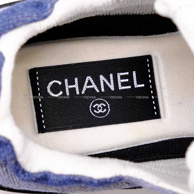 CHANEL sneakers COCO Mark Blue Navy Canvas #37 G37494[EXCELLENT][Authentic]