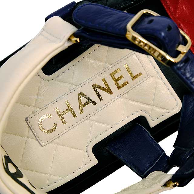 [Pre-loved] CHANEL sandals Sports Logo&COCO Mark Matelasse red/black/white/navy Lambskin #36 Gold HW G38880[LIKE NEW][Authentic]