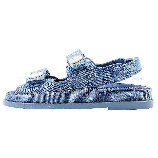 2023 Pre Collection CHANEL sandals shoes Ladies Sports sandals COCO Button logo Blue Denim #36 G35927[BRAND NEW][Authentic]