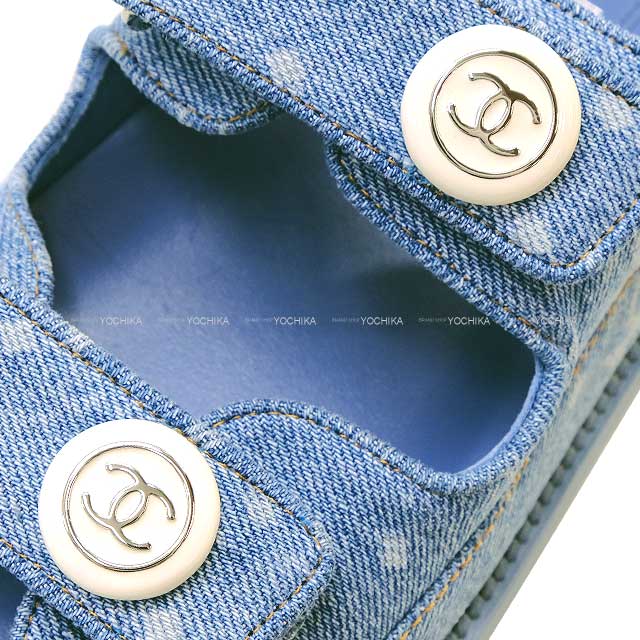 2023 Pre Collection CHANEL sandals shoes Ladies Sports sandals COCO Button logo Blue Denim #36 G35927[BRAND NEW][Authentic]