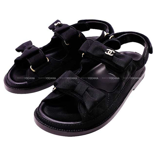 CHANEL sandals Shoes Ladies Sports sandals Matelasse Ribbon COCO mark Noir (Black) #36 G39820[BRAND NEW][Authentic]