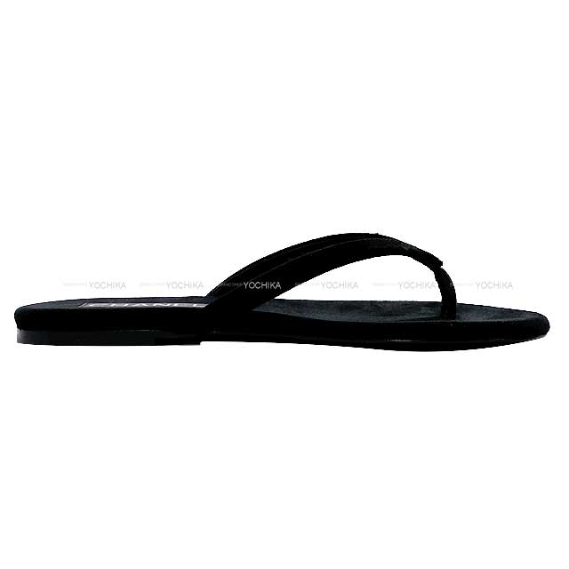 CHANEL Beach sandal COCO Mark Tongue #37 Noir (Black) Velor Silver HW G45716[BRAND NEW][Authentic]